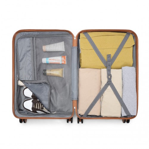 British Traveller K2395L - Ultralight ABS And Polycarbonate Bumpy Diamond 3 Pcs Luggage Set With TSA Lock