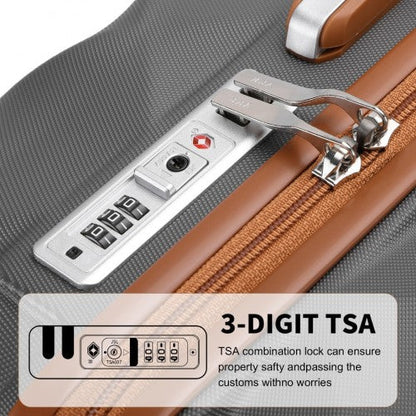 K2395L - British Traveller Ultralight ABS And Polycarbonate Bumpy Diamond 4 Pcs Luggage Set With TSA Lock - Grey And Brown