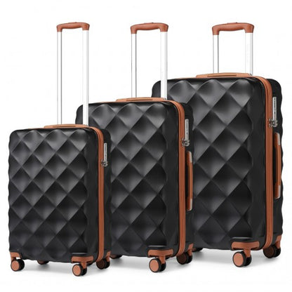 British Traveller K2395L - Ultralight ABS And Polycarbonate Bumpy Diamond 3 Pcs Luggage Set With TSA Lock