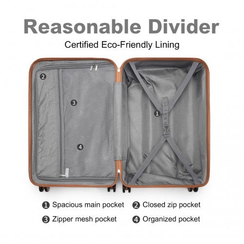 British Traveller K2395L - Ultralight ABS And Polycarbonate Bumpy Diamond 3 Pcs Luggage Set With TSA Lock