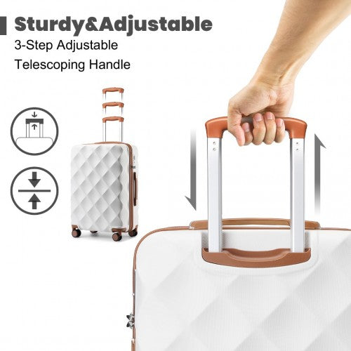British Traveller K2395L - Ultralight ABS And Polycarbonate Bumpy Diamond 3 Pcs Luggage Set With TSA Lock