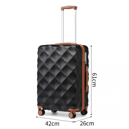 British Traveller K2395L - Ultralight ABS And Polycarbonate Bumpy Diamond 3 Pcs Luggage Set With TSA Lock
