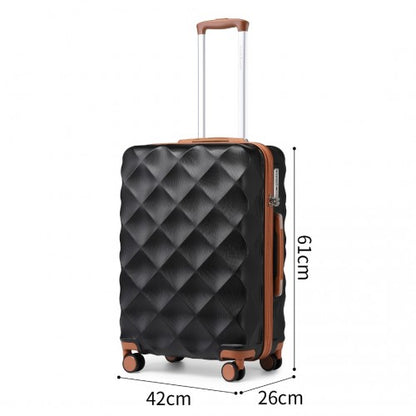 British Traveller K2395L - Ultralight ABS And Polycarbonate Bumpy Diamond 3 Pcs Luggage Set With TSA Lock