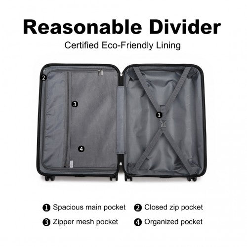 British Traveller K2395L - Ultralight ABS And Polycarbonate Bumpy Diamond 3 Pcs Luggage Set With TSA Lock