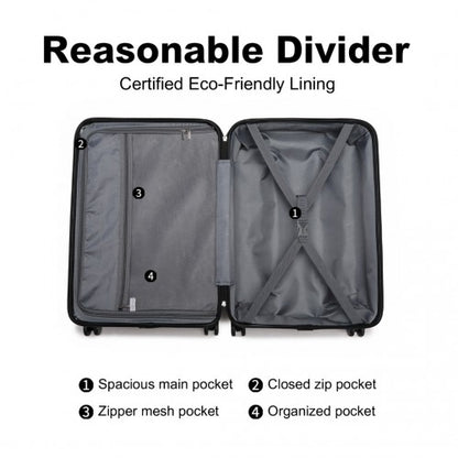 British Traveller K2395L - Ultralight ABS And Polycarbonate Bumpy Diamond 3 Pcs Luggage Set With TSA Lock
