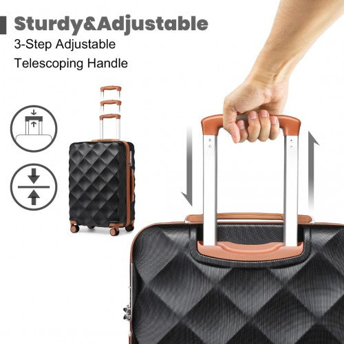 British Traveller K2395L - Ultralight ABS And Polycarbonate Bumpy Diamond 3 Pcs Luggage Set With TSA Lock