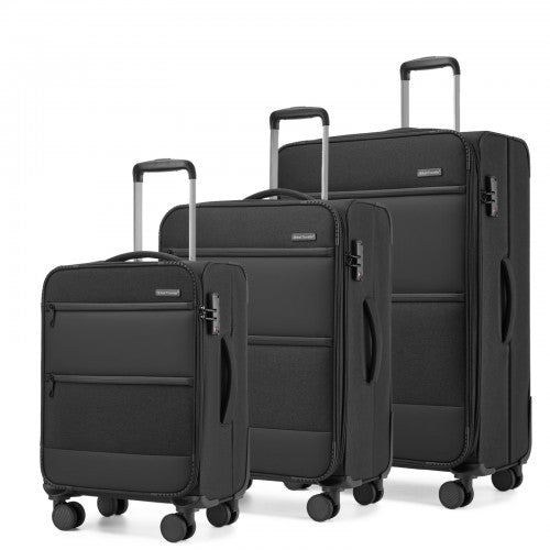 British Traveller KSB2597 20/24/28-inch black luggage set – set view
