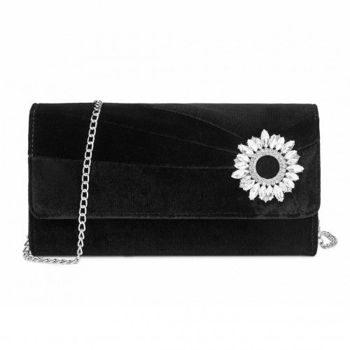 Miss Lulu CLM2457 black clutch bag – side view