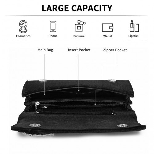 Miss Lulu CLM2457 black clutch bag – detail view 9