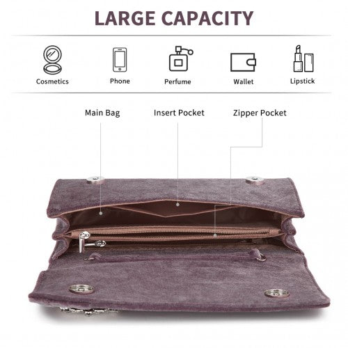 Miss Lulu CLM2457 purple clutch bag – detail view 9