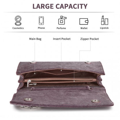 Miss Lulu CLM2457 purple clutch bag – detail view 9