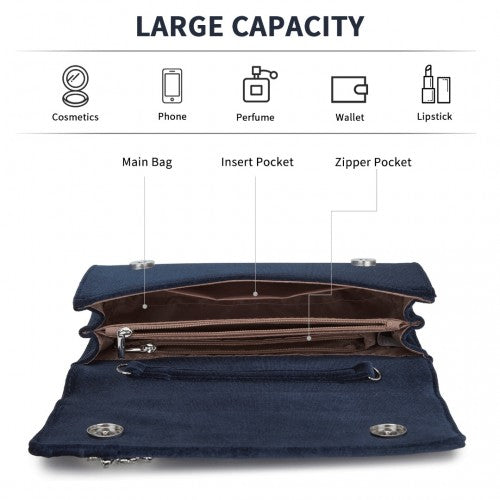 Miss Lulu CLM2457 navy clutch bag – detail view 8