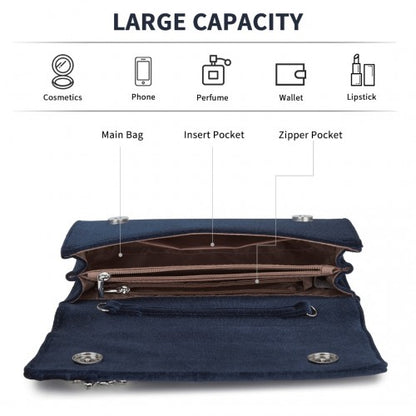 Miss Lulu CLM2457 navy clutch bag – detail view 8