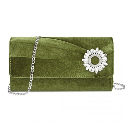 Miss Lulu CLM2457 green clutch bag – side view