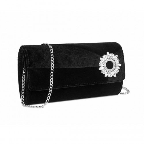 Miss Lulu CLM2457 black clutch bag – front view