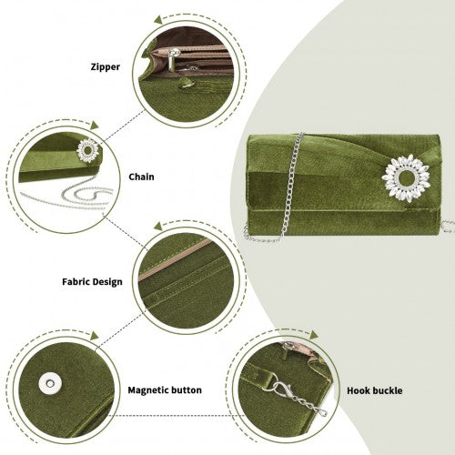 Miss Lulu CLM2457 green clutch bag – detail view 8