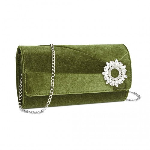 Miss Lulu CLM2457 green clutch bag – front view