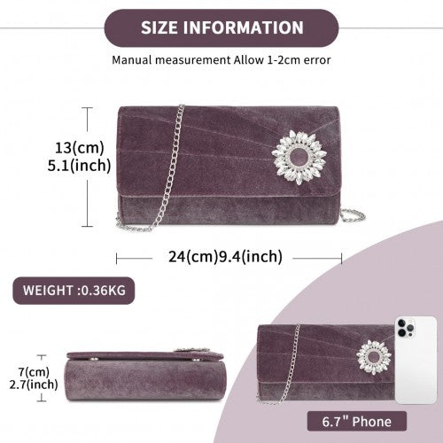 Miss Lulu CLM2457 purple clutch bag – detail view 7