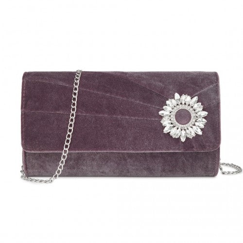Miss Lulu CLM2457 purple clutch bag – side view