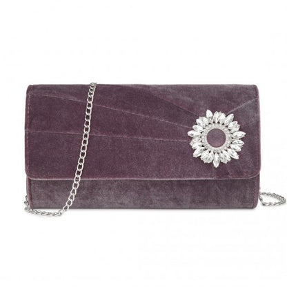 Miss Lulu CLM2457 purple clutch bag – side view