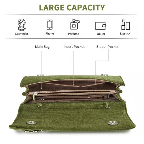 Miss Lulu CLM2457 green clutch bag – detail view 9