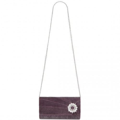 Miss Lulu CLM2457 purple clutch bag – detail view 6