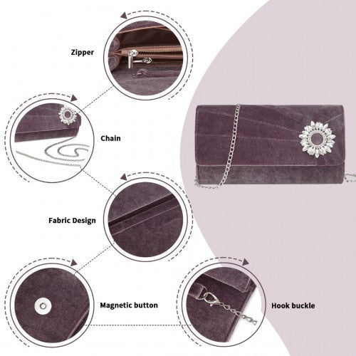 Miss Lulu CLM2457 purple clutch bag – detail view 8