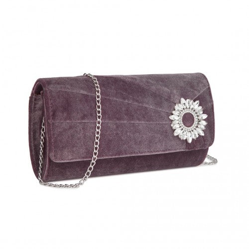 Miss Lulu CLM2457 purple clutch bag – front view