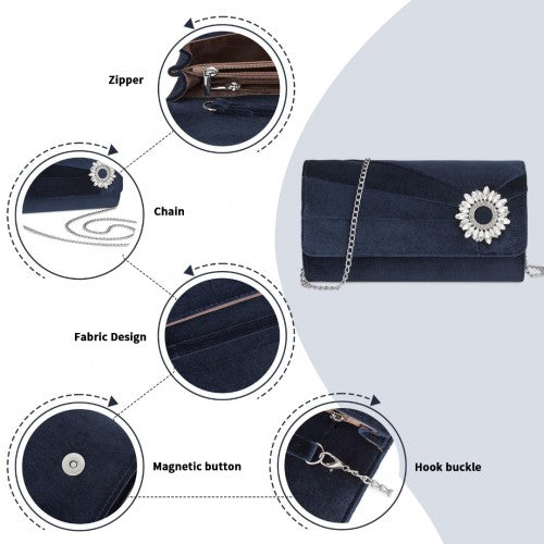 Miss Lulu CLM2457 navy clutch bag – detail view 7