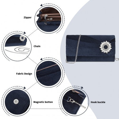 Miss Lulu CLM2457 navy clutch bag – detail view 7