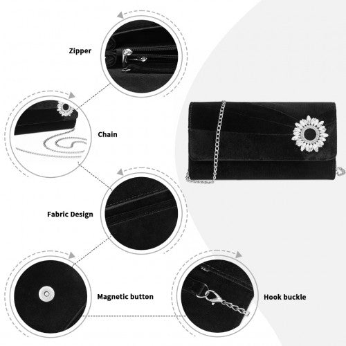 Miss Lulu CLM2457 black clutch bag – detail view 8