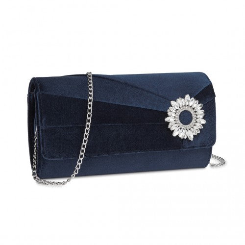 Miss Lulu CLM2457 navy clutch bag – front view