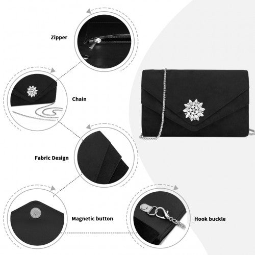 Miss Lulu CLM2458 black clutch bag – detail view 9
