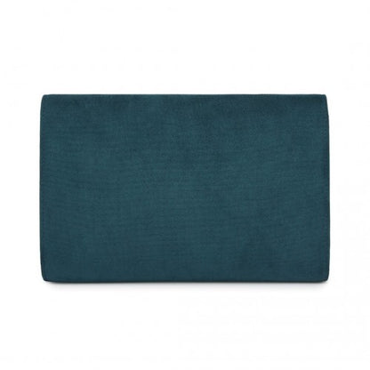 CLM2458 - Miss Lulu Elegant Faux Suede Evening Clutch with Crystal Flower & Detachable Chain Strap - Navy