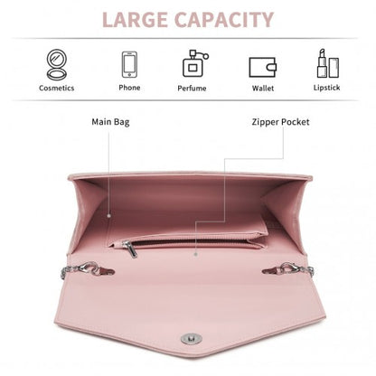 CLM2458 - Miss Lulu Elegant Faux Suede Evening Clutch with Crystal Flower & Detachable Chain Strap