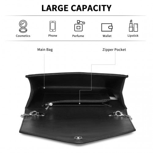 Miss Lulu CLM2458 black clutch bag – detail view 8