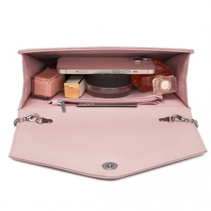 CLM2458 - Miss Lulu Elegant Faux Suede Evening Clutch with Crystal Flower & Detachable Chain Strap