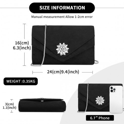 Miss Lulu CLM2458 black clutch bag – detail view 7