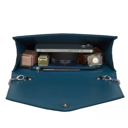 CLM2458 - Miss Lulu Elegant Faux Suede Evening Clutch with Crystal Flower & Detachable Chain Strap