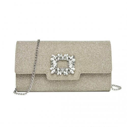 Miss Lulu CLM2461 gold clutch bag – front view
