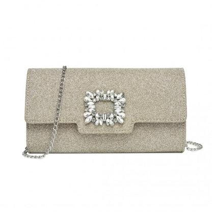 Miss Lulu CLM2461 gold clutch bag – front view