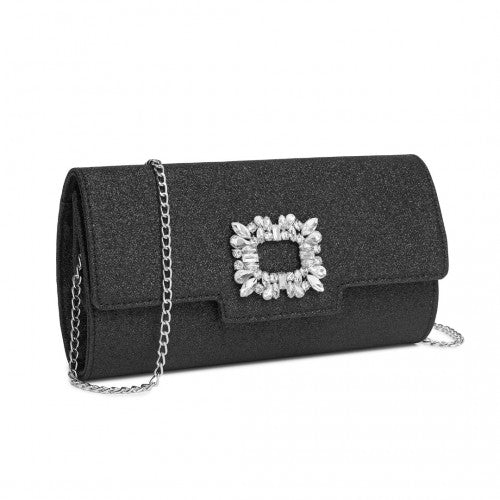 Miss Lulu CLM2461 black clutch bag – side view