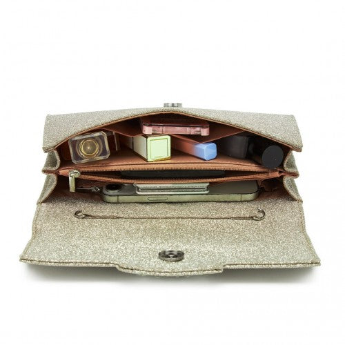 Miss Lulu CLM2461 gold clutch bag – detail view 10