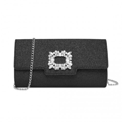 Miss Lulu CLM2461 black clutch bag – front view