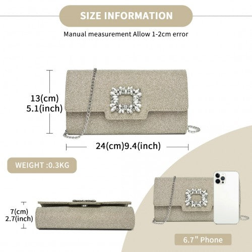 Miss Lulu CLM2461 gold clutch bag – detail view 7