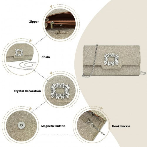 Miss Lulu CLM2461 gold clutch bag – detail view 8