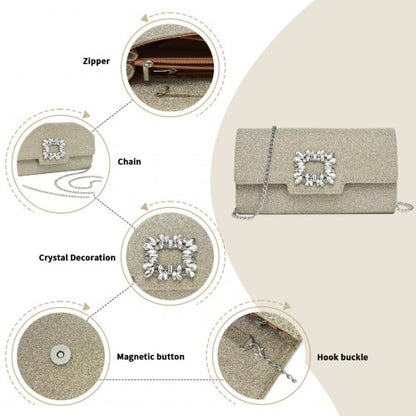 Miss Lulu CLM2461 gold clutch bag – detail view 8