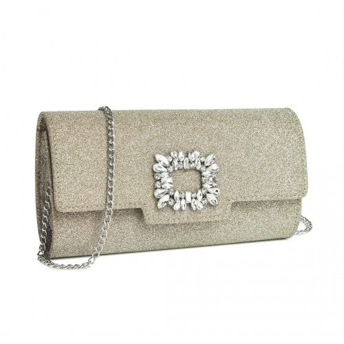 Miss Lulu CLM2461 gold clutch bag – side view