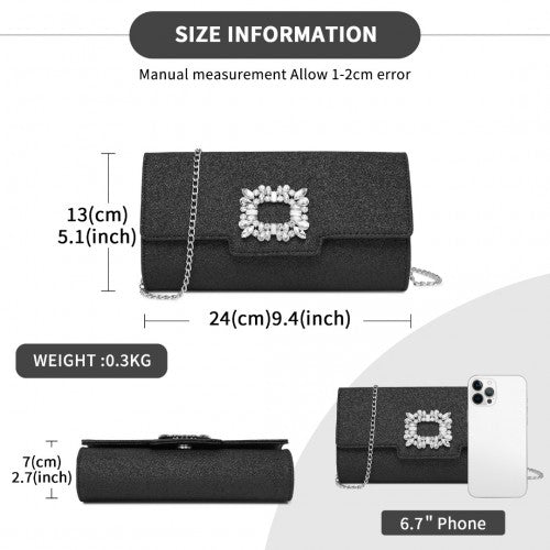 Miss Lulu CLM2461 black clutch bag – detail view 7