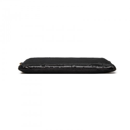 CLS2512 - Glam Sparkle Sequin Evening Clutch-Sleek, Shimmering Wristlet & Crossbody - Black